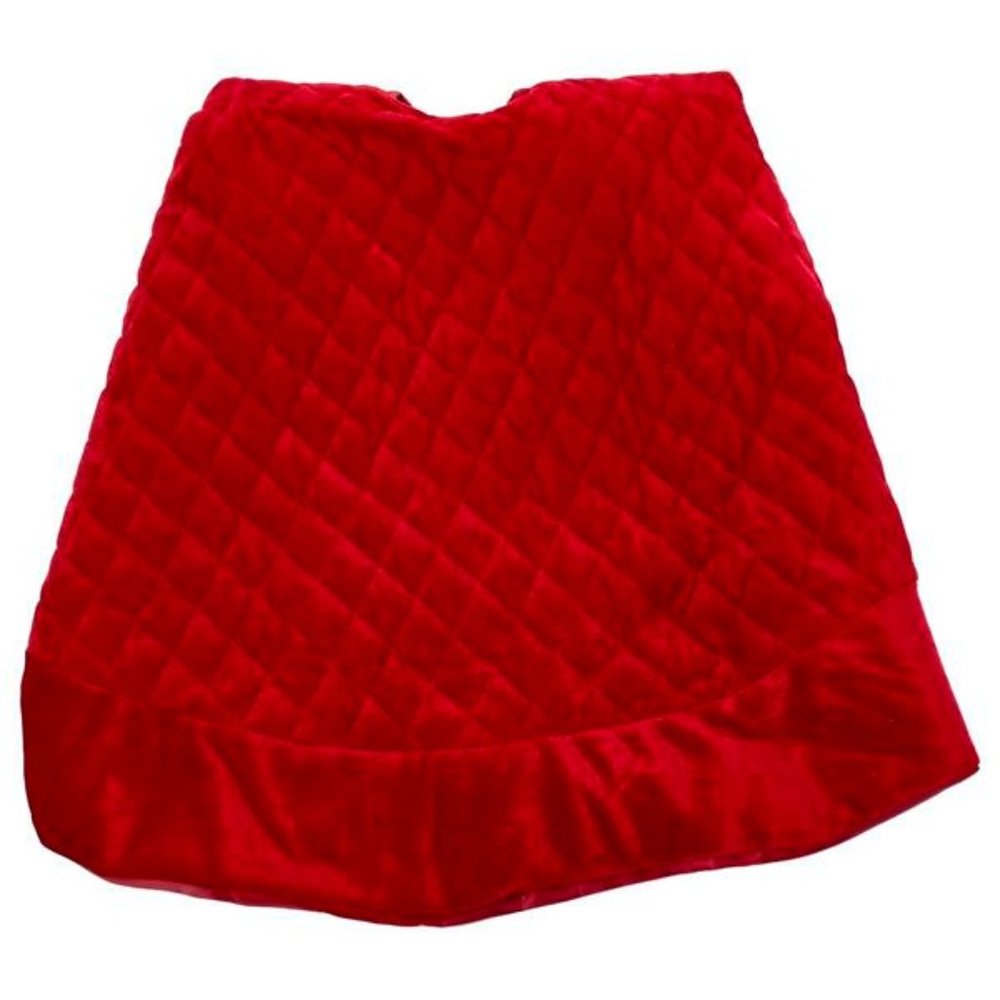 Infinite NWT Christmas Red Quilted Velvet Tree Skirt, 48" Diameter